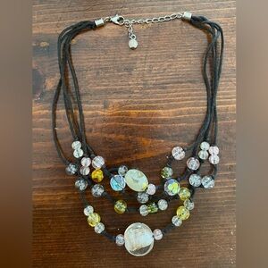 Chic Beaded Necklace with Black Cord
